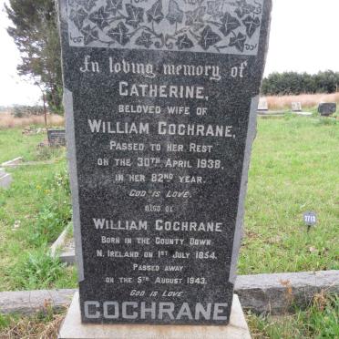 COCHRANE William 1854-1943 &amp; Catherine -1938