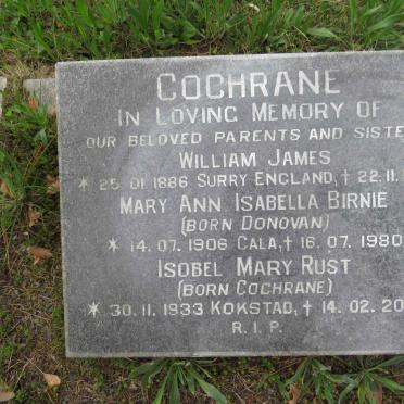 COCHRANE William James 1886-1938 &amp; Mary Ann Isabella Birnie DONOVAN 1906-1980