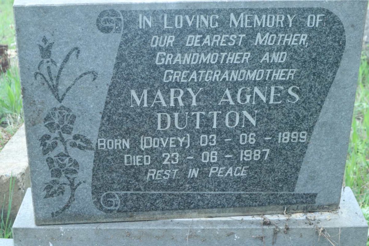 DUTTON Mary Agnes nee DOVEY 1899-1987