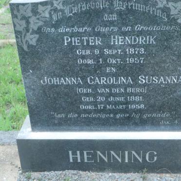 HENNING Pieter Hendrik 1873-1957 &amp; Johanna Carolina Susanna VAN DEN BERG 1881-1958