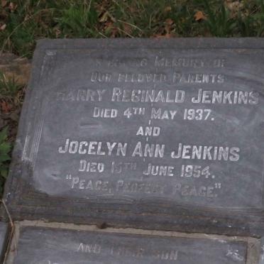 JENKINS Harry Reginald -1937 &amp; Jocelyn Ann -1954