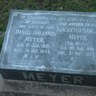 MEYER Daniel Johannes 1881-1946 &amp; Magrietha Isabella BOTHA 1883-1957
