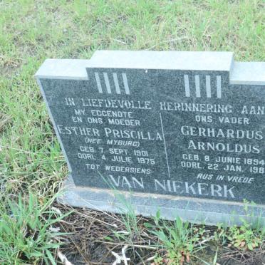 NIEKERK Gerhardus Arnoldus, van 1894-1981 &amp; Esther Priscilla MYBURG 1901-1975