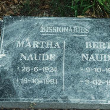 NAUDE Bert 1920-1990 &amp; Martha 1924-1991