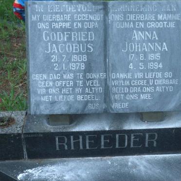RHEEDER Godfried Jacobus 1908-1978 &amp; Anna Johanna 1915-1994