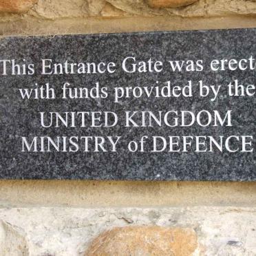 05. This Entrance Gate was erected with funds provided by the United Kingdom - Ministry of Defence