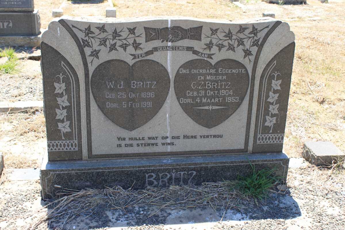 BRITZ W.J. 1896-1991 &amp; C.Z. 1904-1953