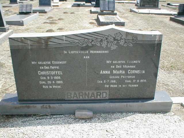 BARNARD Christoffel 1908-1989 &amp; Anna Maria Cornelia PRETORIUS 1916-1970