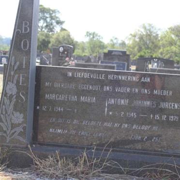 BOTES Antonie Johannes Jurgens 1945-1979 &amp; Margaretha Maria 1944-