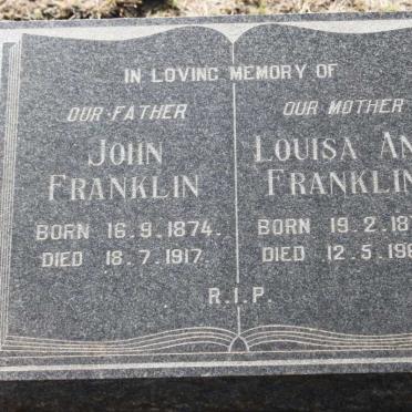 FRANKLIN John 1874-1917 &amp; Louisa Ann  1879-1962