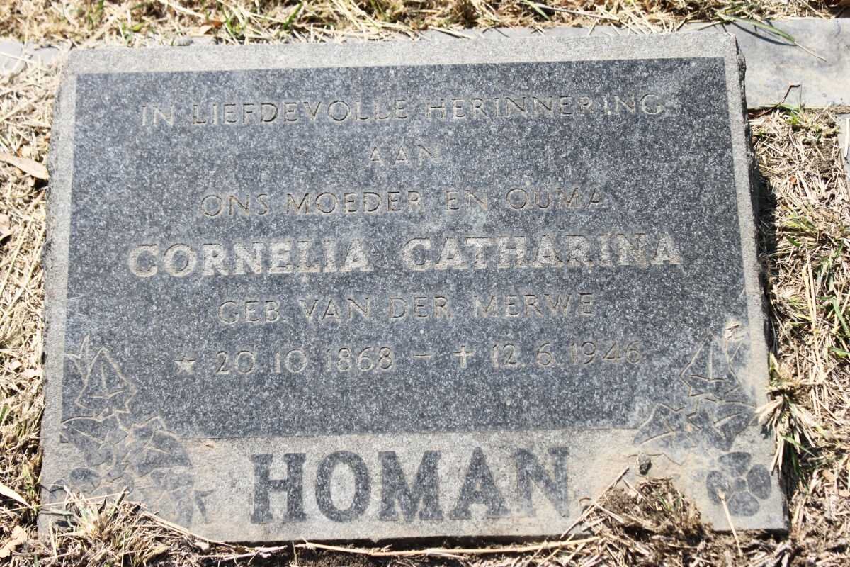 HOMAN Cornelia Catharina nee VAN DER MERWE 1868-1926