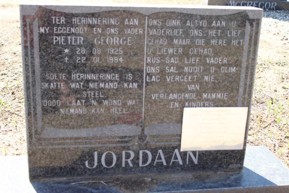 JORDAAN Pieter George 1925-1994 