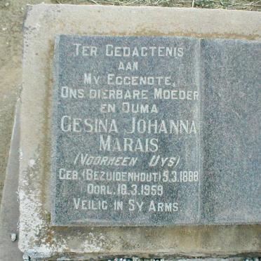 MARAIS Gesina Johanna formerly UYS  nee BEZUIDENHOUT 1888-1959