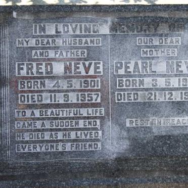 NEVE Fred 1901-1957 &amp; Pearl 1900-1967