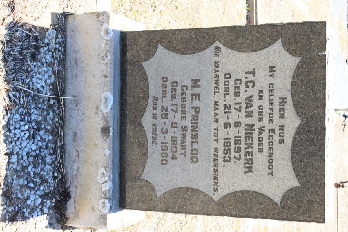 NIEKERK T.G., van 1897-1953 :: PRINSLOO M.E. nee SWART 1904-1980