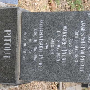 PITOUT James William -1933 &amp; Margaret -1949 :: PITOUT Bertha Isabel -1946