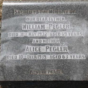 PEGLER William -1932 &amp; Alice -1939