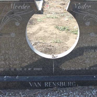 RENSBURG Jan Frederick Ferdenant, van 1915-1983 &amp; Aletta Susara 1913-1984
