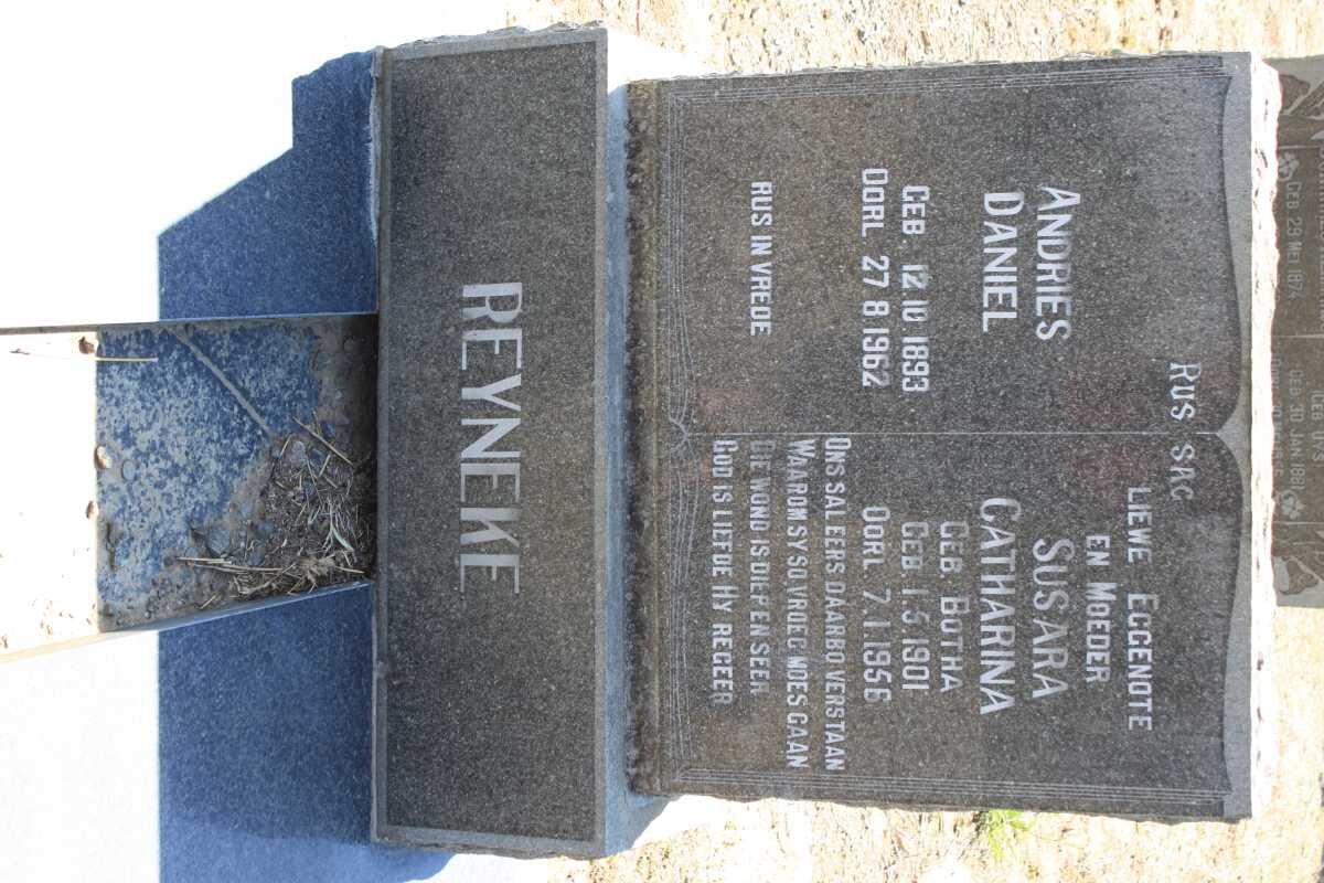 REYNEKE Andries Daniel 1893-1962 &amp; Susara Catharina BOTHA 1901-1956