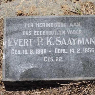 SAAIMAN Evert P.K. 1888-1956 &amp; Elizabeth B. 1893-1958