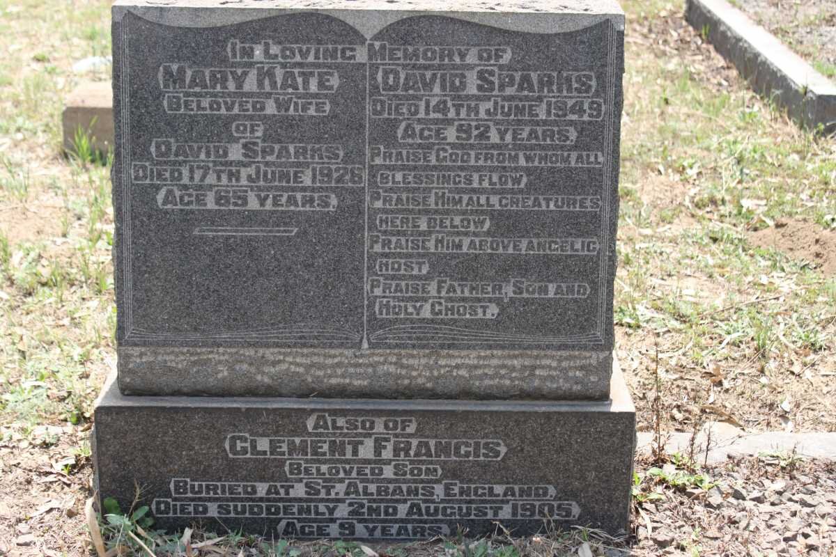 SPARKS David -1949 &amp; Mary Kate -1926 :: SPARKS Clement Francis -1905