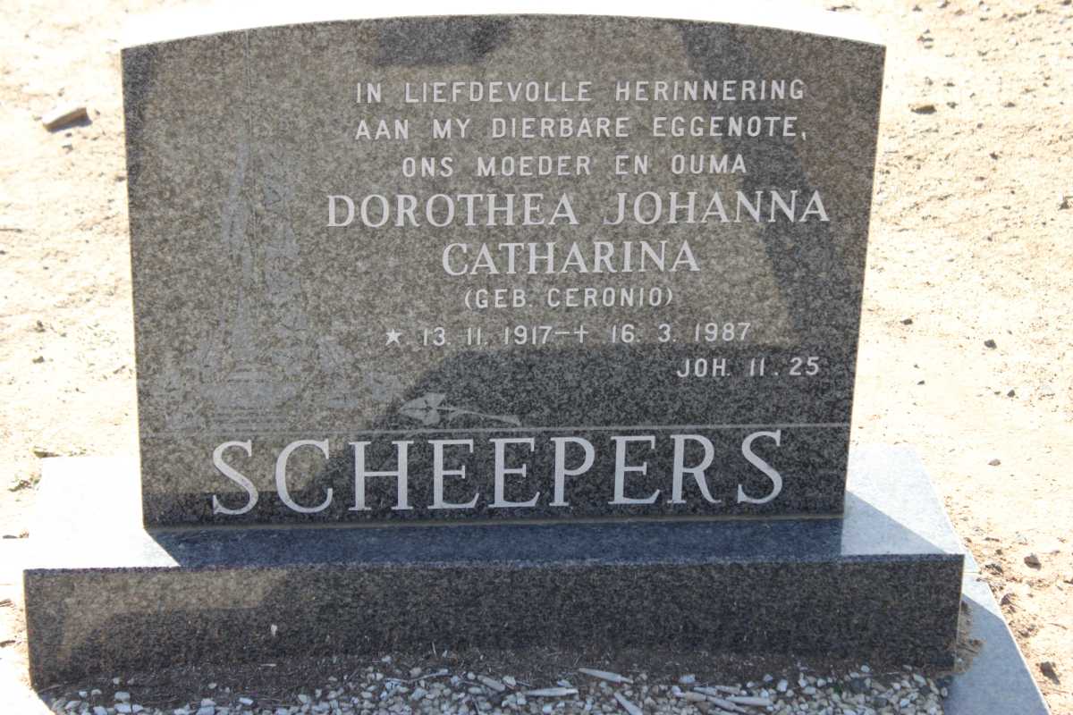 SCHEEPERS Dorothea Johanna Catharina nee CERONIO 1917-1987