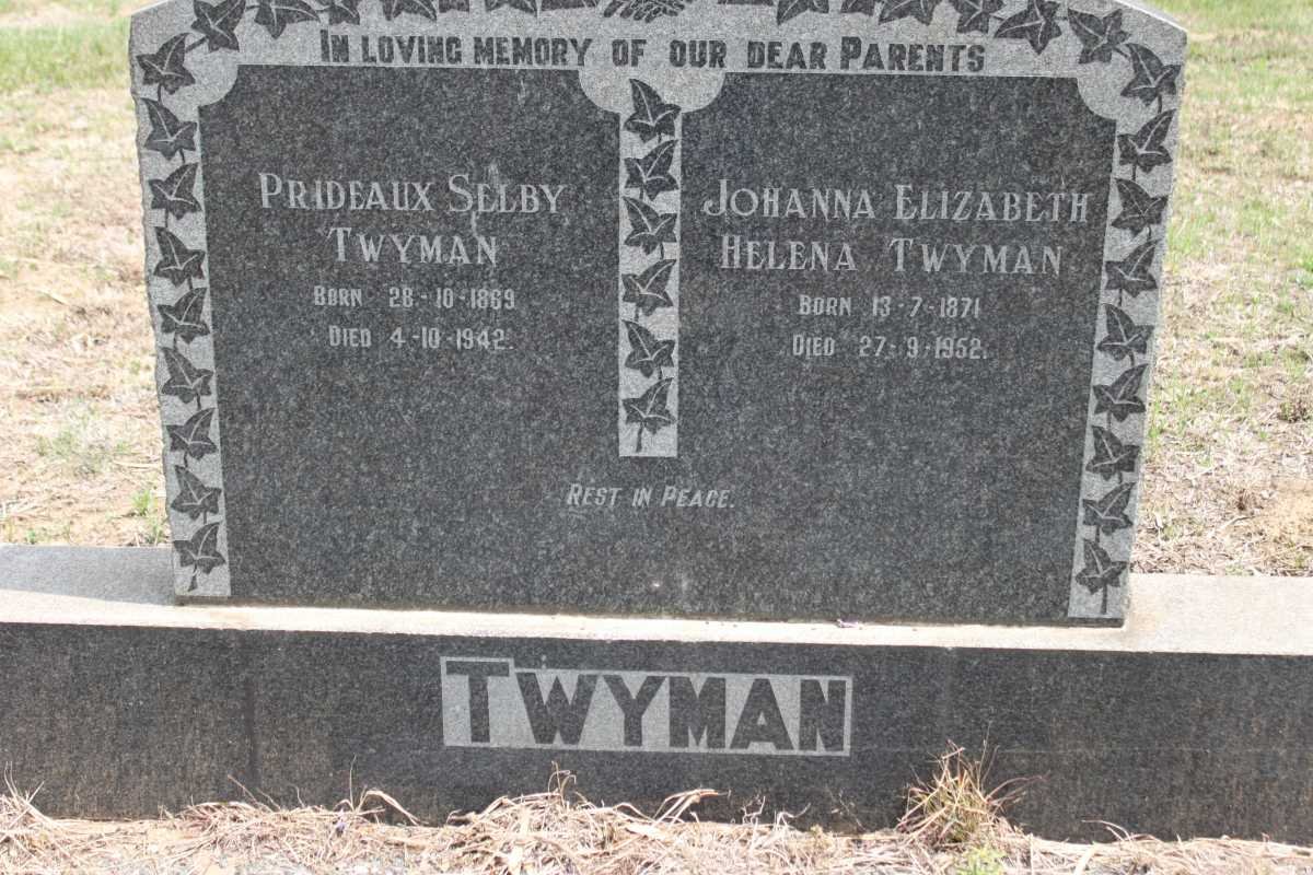 TWYMAN Prideaux Selby 1869-1942 &amp; Johanna Elizabeth Helena 1871-1952