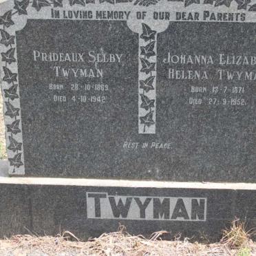 TWYMAN Prideaux Selby 1869-1942 &amp; Johanna Elizabeth Helena 1871-1952