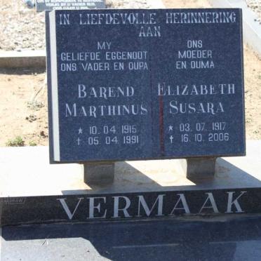 VERMAAK Barend Marthinus 1915-1991 &amp; Elizabeth Susara 1917-2006