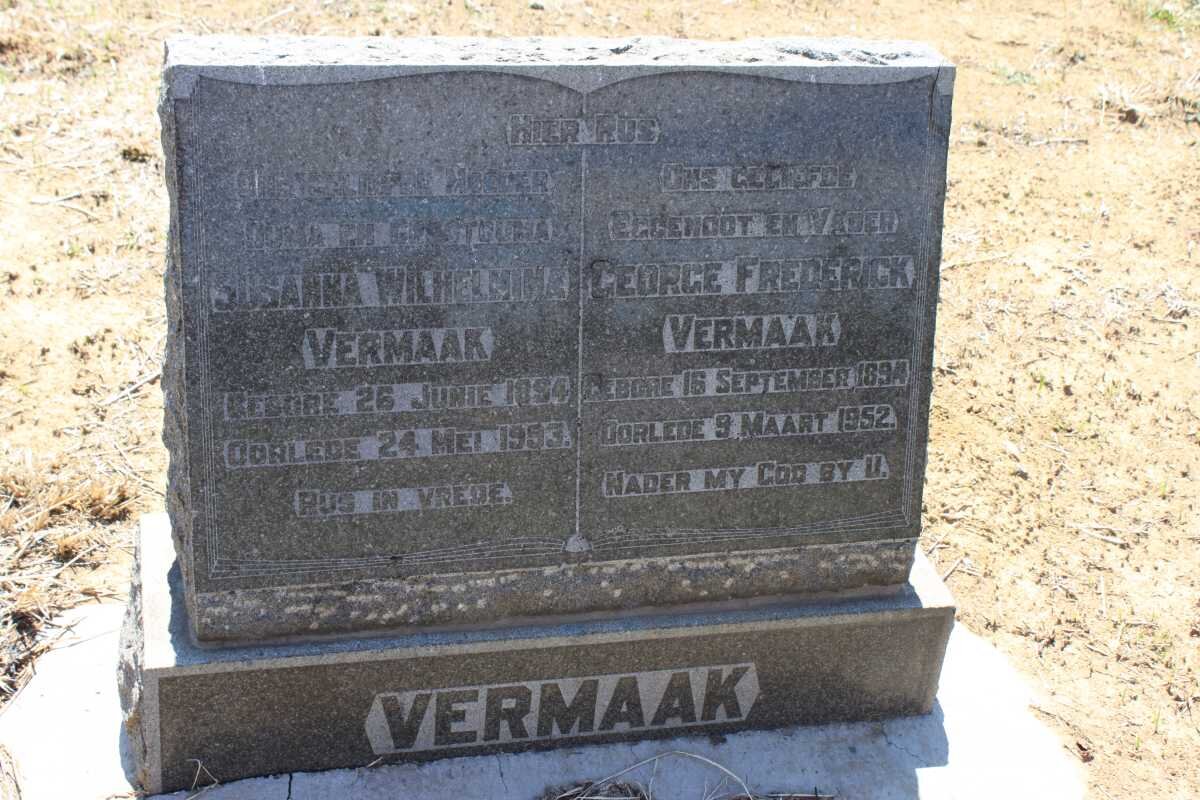 VERMAAK George Frederick 1894-1952 &amp; Susanna Wilhelmina 1894-1953