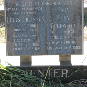VENTER Louis Johannes 1901-1978 &amp; Sara Maria Petronella 1905-1984