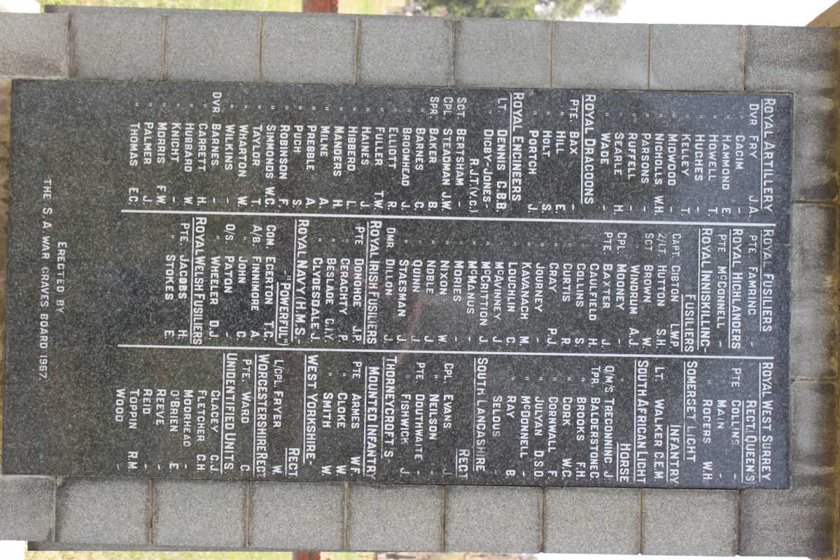 MEMORIAL TO BRITISH SOLDIERS 1899-1902