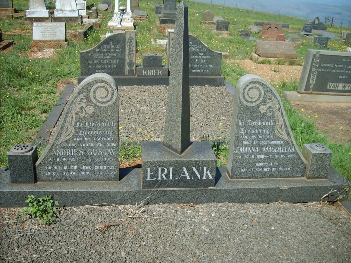 ERLANK Andries Gustav 1897-1982 &amp; Johanna Magdalena 1905-1997