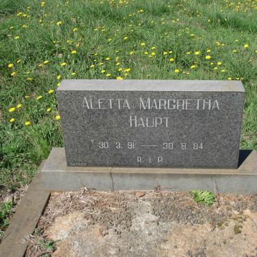 HAUPT Aletta Margretha 1891-1984