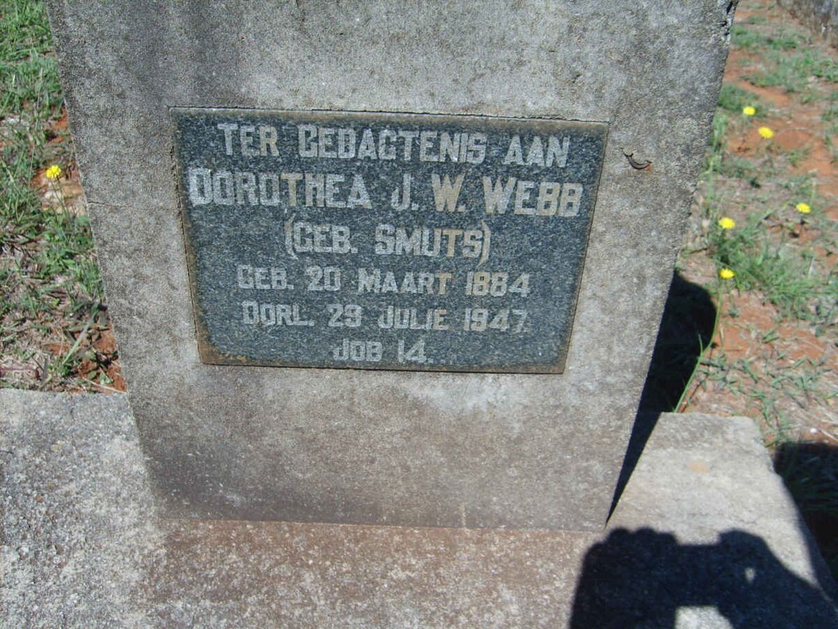 WEBB Dorothea J.W. nee SMUTS 1884-1947