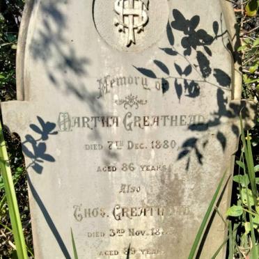 GREATHEAD Thomas -1883 & Martha -1889