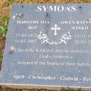 SYMONS Owen Raymond 1928-2020 &amp; Dorothy May 1932-2002
