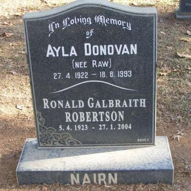 NAIRN  Ronald Galbraith Robertson 1923-2004 &amp; Ayla RAW1922-1993