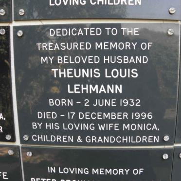 LEHMAN Theunis Louis 1932-1996