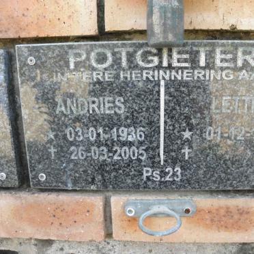 POTGIETER Andries 1936-2005 &amp; Lettie 1946-