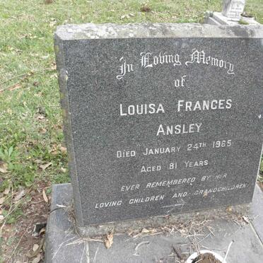 ANSLEY Ernest Archer -1949 &amp; Louisa Frances -1965