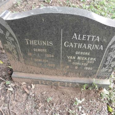 BOTHA Theunis 1904-1983 &amp; Aletta Catharina van NIEKERK 1893-1980