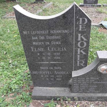 KOKER Christoffel Andreas, de 1933-1995 &amp; Elsie Cecilia 1932-1995