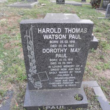 PAUL Harold Thomas Watson 1919-1992 &amp; Dorothy May 1918-1991