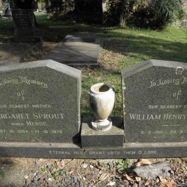 SPROUT William Henry 1901-1980 &amp; Margaret MENDE 1904-1975
