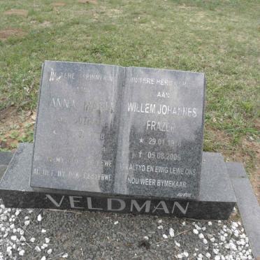 VELDMAN Willem Johannes Frazer 1936-2005 &amp; Anna Maria 1938-1984