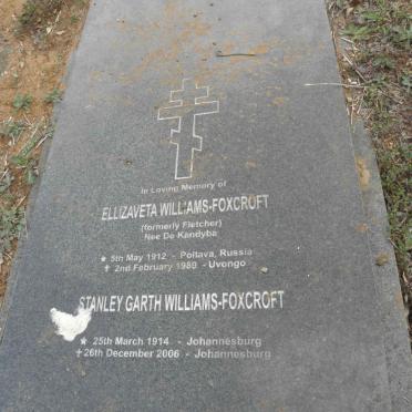 WILLIAMS-FOXCROFT Stanley Garth 1914-2006 &amp; Ellizaveta FLETCHER nee DE KANDYBA 1912-1989