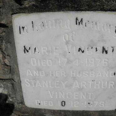 VINCENT Stanley Arthur -1978 Marie -1976