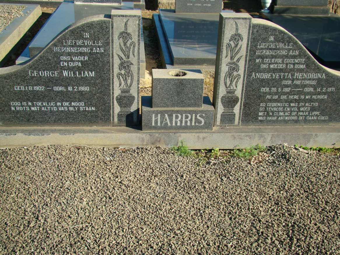 HARRIS George William 1902-1980 &amp; Andreyetta Hendrina PRETORIUS 1912-1971