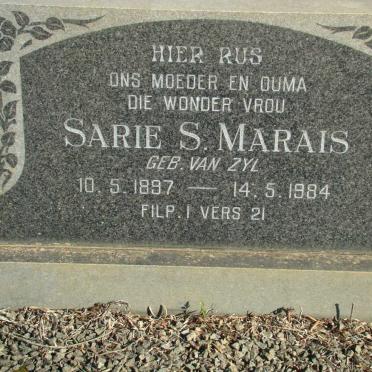 MARAIS Sarie S. neé VAN ZYL 1897-1984